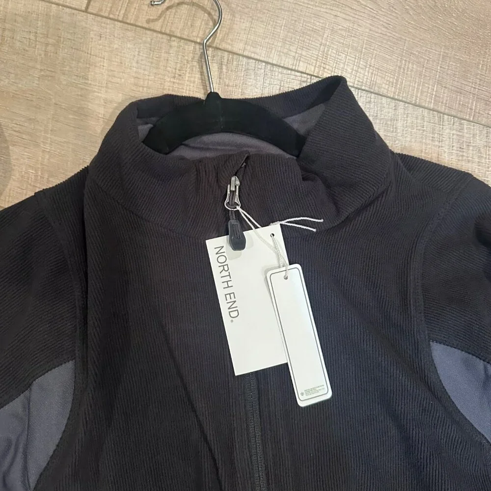NORTH END MENS TEXTURED BLACK AND GRAY ZIP JACKET NEW LARGE